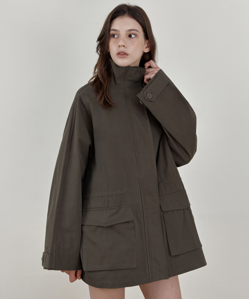 WEDNESDAYOASISFORWOMEN（ウェンズデー オアシス フォー ウーマン）の「[ATELIER EDITION] ワークコットンハイネックジャケット_KHAKI BROWN(WCB6OT03)（その他アウター・レディース・カーキブラウン・FREE）」の4枚目の写真