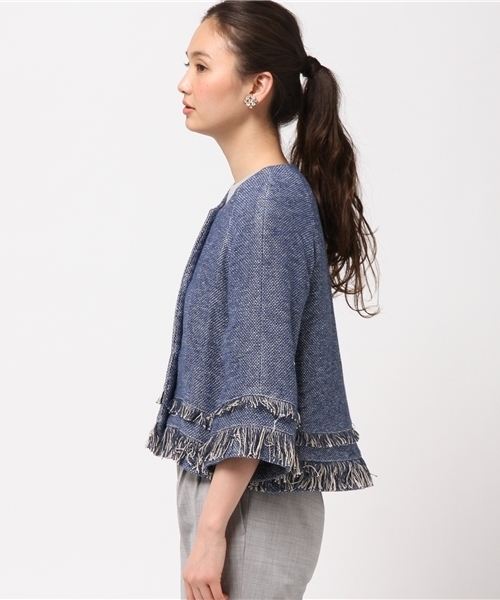 FIGARO Paris（フィガロパリ）の「ツィード フリンジジャケット◆（ノーカラージャケット・レディース・ブルー系その他・36/38）」の3枚目の写真