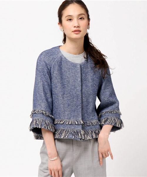 FIGARO Paris（フィガロパリ）の「ツィード フリンジジャケット◆（ノーカラージャケット・レディース・ブルー系その他・36/38）」の10枚目の写真