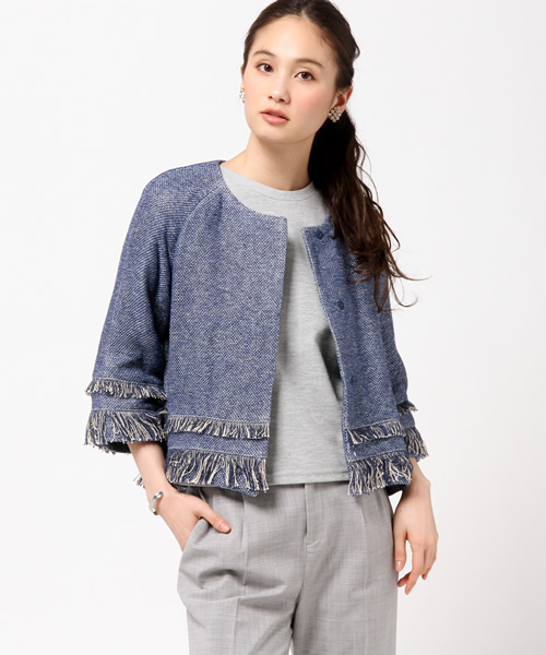 FIGARO Paris（フィガロパリ）の「ツィード フリンジジャケット◆（ノーカラージャケット・レディース・ブルー系その他・36/38）」の11枚目の写真