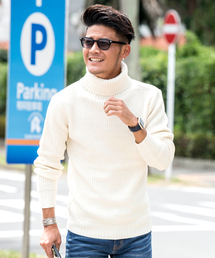 『vicci/ヴィッチ』ざっくり畦編み タートルネック長袖ニットセーター
