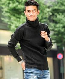 『vicci/ヴィッチ』ざっくり畦編み タートルネック長袖ニットセーター