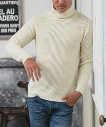 『vicci/ヴィッチ』ざっくり畦編み タートルネック長袖ニットセーター