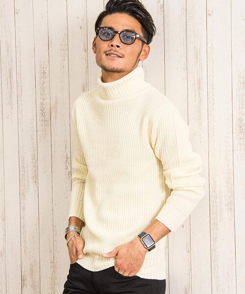 タートルネックセーター 長袖 vicci/ヴィッチ』ざっくり畦編み タートルネック長袖ニット