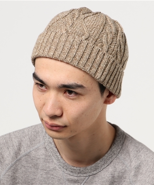 ROTOTO(ロトト)の「【RoToTo/ロトト】CWS CABLE KNIT CAP/ケーブルニットキャップ(ニットキャップ/ビーニー・メンズ・ワイン/ブルー/アイボリー/ベージュ/スミクロ・FREE)」の4枚目の写真
