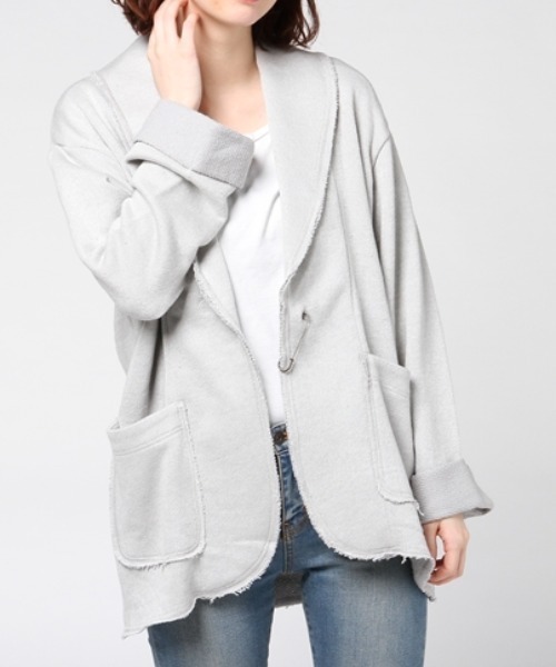 カーディガン M0579 ショールカラーシャギーイージーガウン レディース Audition カーディガン M0579 ショールカラーシャギーイージー