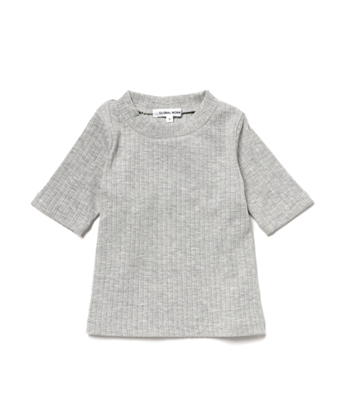 GLOBAL WORK（グローバルワーク）の「【キッズ】テレコハイネック5分袖/743176（Tシャツ/カットソー・キッズ・ホワイト/その他1/グレー・MEDIUM/LARGE/SMALL/X-LARGE/XX-LARGE）」の2枚目の写真