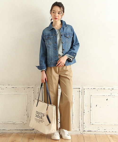 Honeys（ハニーズ）の「ベルト付き チノワイドパンツロング丈（チノパンツ・レディース・ライトベージュ/ネイビー/キャメル/ブラック/カーキ/オレンジ/ブラウン・L/M/LL/S）」の18枚目の写真