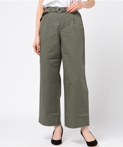 Honeys（ハニーズ）の「ベルト付き チノワイドパンツロング丈（チノパンツ・レディース・ライトベージュ/ネイビー/キャメル/ブラック/カーキ/オレンジ/ブラウン・L/M/LL/S）」の5枚目の写真