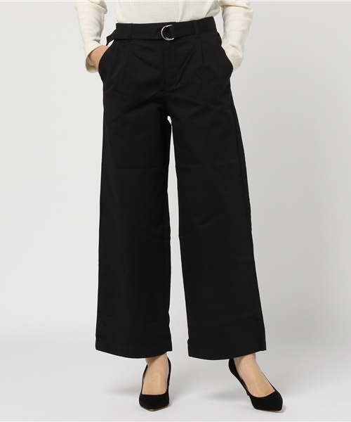 Honeys（ハニーズ）の「ベルト付き チノワイドパンツロング丈（チノパンツ・レディース・ライトベージュ/ネイビー/キャメル/ブラック/カーキ/オレンジ/ブラウン・L/M/LL/S）」の2枚目の写真