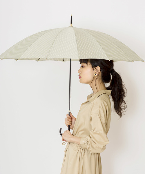 Wpc.(ダブリュピーシー)の「16本骨ドット(長傘・レディース・ブラック/グリーン/ピンク/ネイビー・FREE)」の5枚目の写真