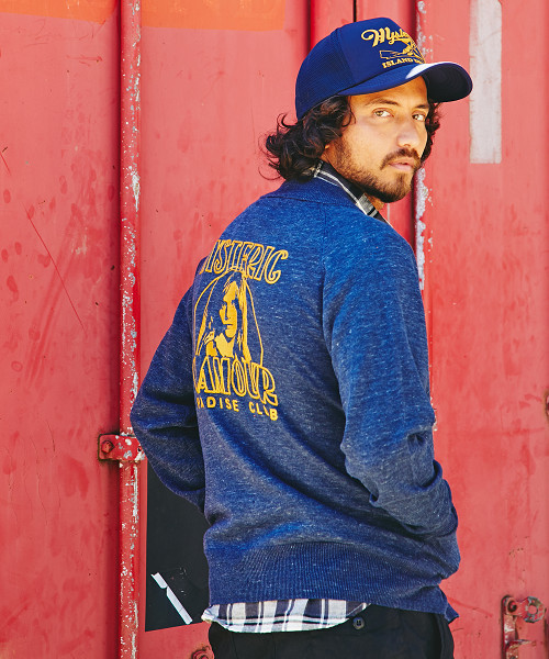 HYSTERIC GLAMOUR（ヒステリックグラマー）の「PARADISE CLUB刺繍 BZ（カーディガン/ボレロ・メンズ・ネイビー/トップグレー/ブラック・SMALL/MEDIUM/LARGE）」の6枚目の写真