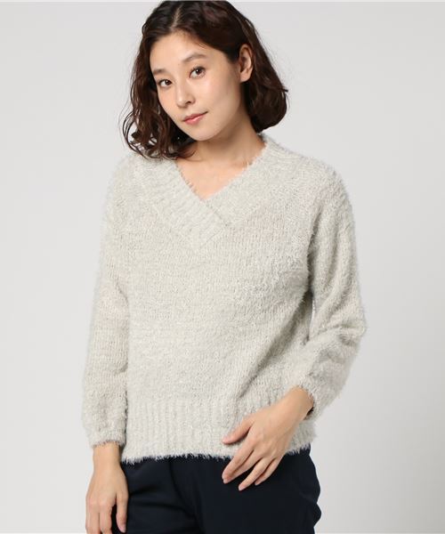 earth music&ecology（アースミュージックアンドエコロジー）の「・フェザーニットプルオーバー（ニット/セーター・レディース・ライトピンク/ミント/アイボリー/ベージュ/ブラック/ライトグレー・FREE）」の4枚目の写真