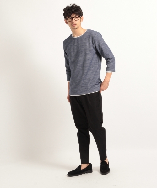 BLISS POINT（ブリスポイント）の「ニットソーレイヤード7分袖/781863（Tシャツ/カットソー・メンズ・ホワイト/ネイビー/ブラック/ベージュ・MEDIUM/LARGE）」の4枚目の写真