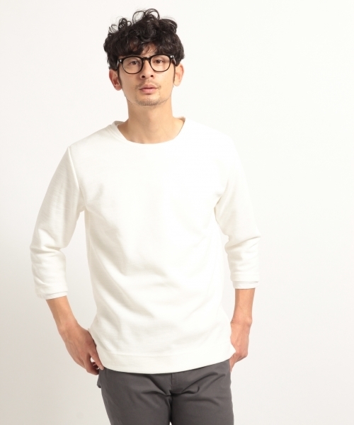 BLISS POINT（ブリスポイント）の「ニットソーレイヤード7分袖/781863（Tシャツ/カットソー・メンズ・ホワイト/ネイビー/ブラック/ベージュ・MEDIUM/LARGE）」の2枚目の写真