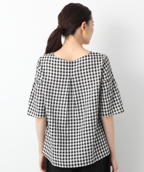 LEPSIM（レプシィム）の「ムジガラフレアスリーブブラウスSS　782693（シャツ/ブラウス・レディース・ブラック/ホワイト系その他/イエロー/ブラック×ホワイト/グレイッシュベージュ・LARGE/MEDIUM）」の7枚目の写真