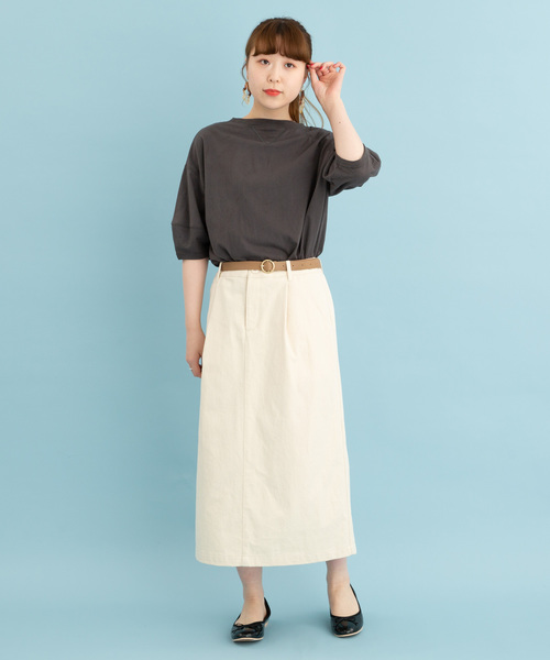 POU DOU DOU(プードゥドゥ)の「ナロースカート(デニムスカート・レディース・インディゴブルー/ブルー/キナリ・3)」の6枚目の写真