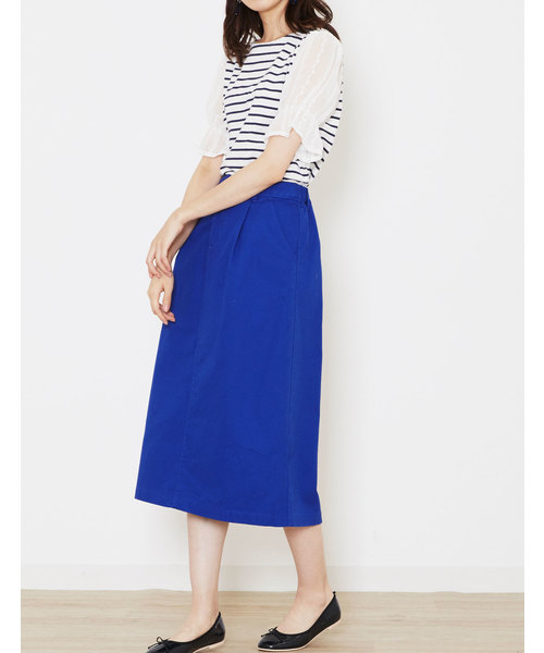 POU DOU DOU(プードゥドゥ)の「ナロースカート(デニムスカート・レディース・インディゴブルー/ブルー/キナリ・3)」の13枚目の写真