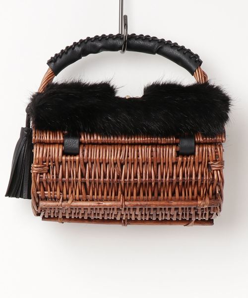 Casselini（キャセリーニ）の「エコファー×ヤナギBAG（かごバッグ・レディース・ブラック/ブラウン・FREE）」の3枚目の写真