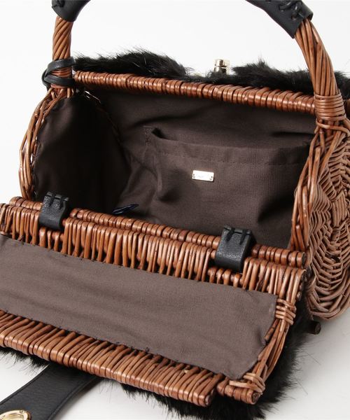 Casselini（キャセリーニ）の「エコファー×ヤナギBAG（かごバッグ・レディース・ブラック/ブラウン・FREE）」の5枚目の写真