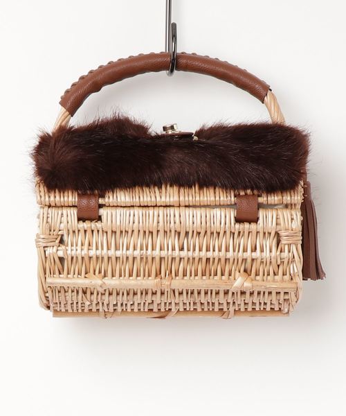 Casselini（キャセリーニ）の「エコファー×ヤナギBAG（かごバッグ・レディース・ブラック/ブラウン・FREE）」の7枚目の写真