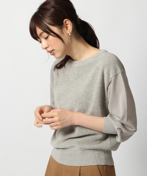 GLOBAL WORK（グローバルワーク）の「シアースリーブアゼプルオーバー長袖/802754（ニット/セーター・レディース・ワインレッド/オフホワイト/ブラック/グレー・LARGE/MEDIUM）」の3枚目の写真