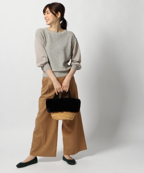 GLOBAL WORK（グローバルワーク）の「シアースリーブアゼプルオーバー長袖/802754（ニット/セーター・レディース・ワインレッド/オフホワイト/ブラック/グレー・LARGE/MEDIUM）」の7枚目の写真