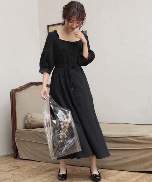 one after another NICE CLAUP（ワンアフターアナザーナイスクラップ）の「カラミレースワンピース（ワンピース・レディース・ブラック/ブルー系その他/イエロー系その他・FREE）」の2枚目の写真