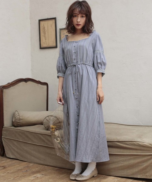 one after another NICE CLAUP（ワンアフターアナザーナイスクラップ）の「カラミレースワンピース（ワンピース・レディース・ブラック/ブルー系その他/イエロー系その他・FREE）」の4枚目の写真