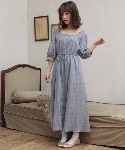 one after another NICE CLAUP（ワンアフターアナザーナイスクラップ）の「カラミレースワンピース（ワンピース・レディース・ブラック/ブルー系その他/イエロー系その他・FREE）」の5枚目の写真