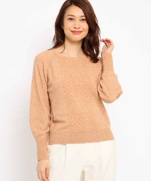 Sunauna(スーナウーナ)の「【洗える】ワイドリブ袖ニット(ニット/セーター・レディース・ライトグレー/モスグリーン/キャメル・38/40/34)」の3枚目の写真