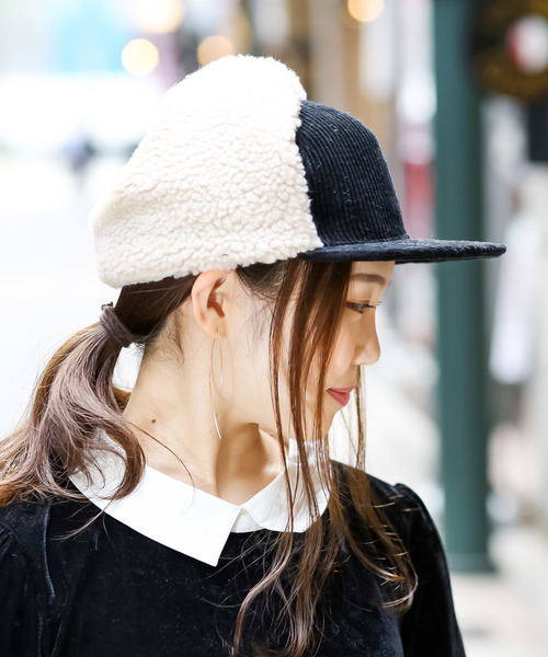 無(ム)の「DOG EAR コーデュロイフライトキャップ(キャップ)」|ブラック