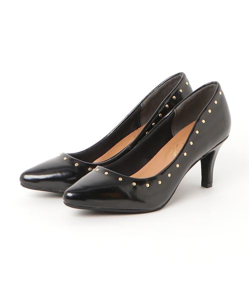 KOBE LETTUCE（コウベレタス）の「スタッズポインテッドトゥパンプス＊レディース/シューズ/レオパード柄[I1684]神戸レタス（パンプス・レディース・ブラック/ブラック系その他/レオパード/グレイッシュベージュ・LL/S/M/L）」の2枚目の写真