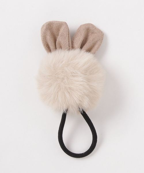 Catherine Cottage（キャサリンコテージ）の「うさ耳付きフェイクファーポンポンヘアゴム（ヘアゴム・キッズ・ベージュ/クリーム/ベビーピンク/ホワイト/グレー・FREE）」の3枚目の写真