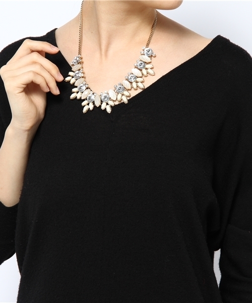 BEAUTY&YOUTH UNITED ARROWS（ビューティーアンドユースユナイテッドアローズ）の「BYSF ビジューエポカラーチェーンネックレス  ◆（ネックレス・レディース・オフホワイト/ブラック・フリー）」の5枚目の写真