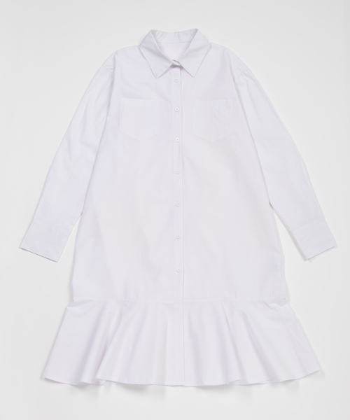 DING（ディング）の「DING/ペプラムシャツワンピ－ス（シャツワンピース・レディース・ホワイト・FREE）」の4枚目の写真