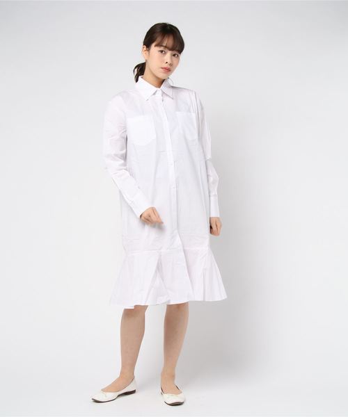 DING（ディング）の「DING/ペプラムシャツワンピ－ス（シャツワンピース・レディース・ホワイト・FREE）」の5枚目の写真