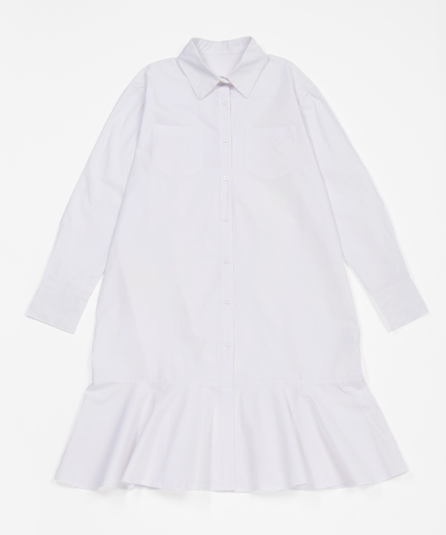 DING（ディング）の「DING/ペプラムシャツワンピ－ス（シャツワンピース・レディース・ホワイト・FREE）」の8枚目の写真