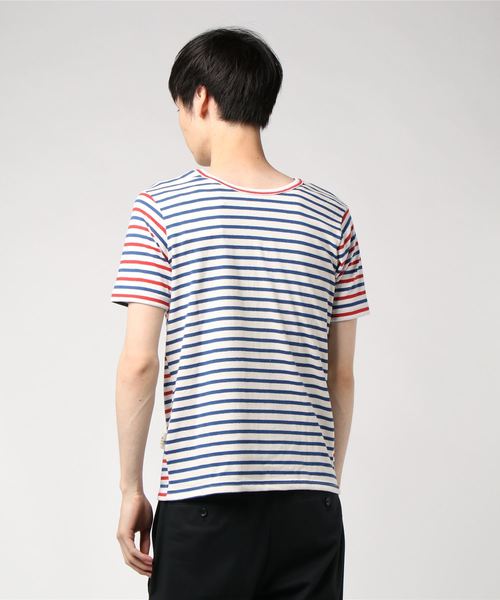 GRAND GLOBAL（グランドグローバル）の「日本製両A面ボーダーT（Tシャツ/カットソー・メンズ・ホワイト/ネイビー・38/40）」の4枚目の写真