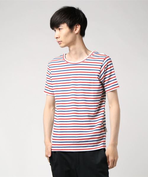 GRAND GLOBAL（グランドグローバル）の「日本製両A面ボーダーT（Tシャツ/カットソー・メンズ・ホワイト/ネイビー・38/40）」の9枚目の写真