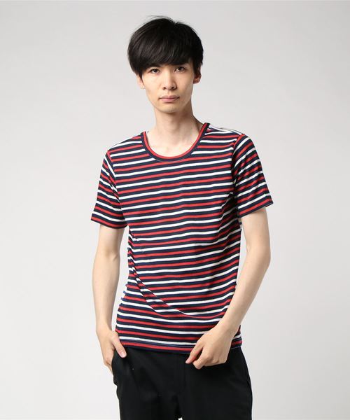 GRAND GLOBAL（グランドグローバル）の「日本製両A面ボーダーT（Tシャツ/カットソー・メンズ・ホワイト/ネイビー・38/40）」の7枚目の写真