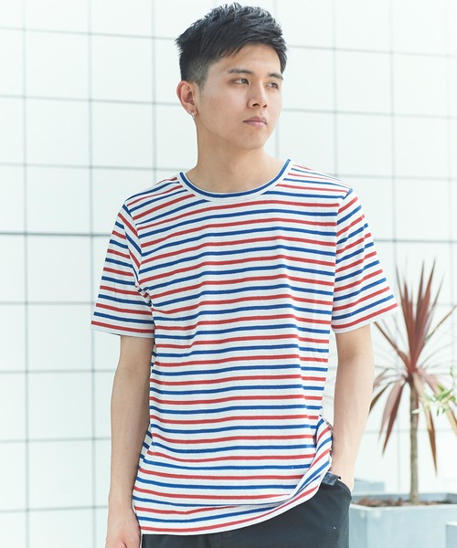 GRAND GLOBAL（グランドグローバル）の「日本製両A面ボーダーT（Tシャツ/カットソー・メンズ・ホワイト/ネイビー・38/40）」の12枚目の写真