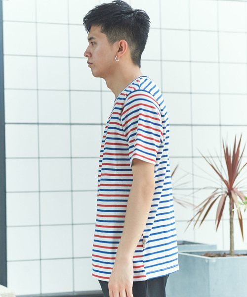 GRAND GLOBAL（グランドグローバル）の「日本製両A面ボーダーT（Tシャツ/カットソー・メンズ・ホワイト/ネイビー・38/40）」の10枚目の写真