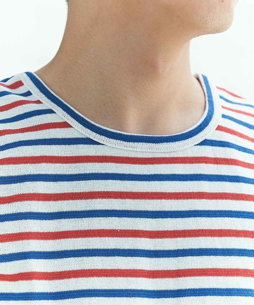 GRAND GLOBAL（グランドグローバル）の「日本製両A面ボーダーT（Tシャツ/カットソー・メンズ・ホワイト/ネイビー・38/40）」の14枚目の写真