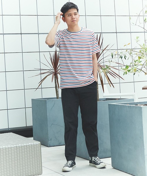 GRAND GLOBAL（グランドグローバル）の「日本製両A面ボーダーT（Tシャツ/カットソー・メンズ・ホワイト/ネイビー・38/40）」の6枚目の写真