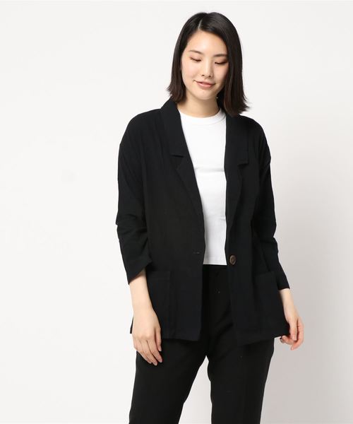KOBE LETTUCE（コウベレタス）の「コットンリネンタッチテーラードサマージャケット（テーラードジャケット・レディース・ブラック/ベージュ/モカ/ベージュ系その他・FREE）」の2枚目の写真