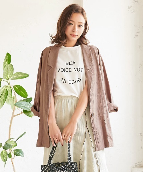 KOBE LETTUCE（コウベレタス）の「コットンリネンタッチテーラードサマージャケット（テーラードジャケット・レディース・ブラック/ベージュ/モカ/ベージュ系その他・FREE）」の3枚目の写真