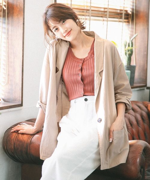 KOBE LETTUCE（コウベレタス）の「コットンリネンタッチテーラードサマージャケット（テーラードジャケット・レディース・ブラック/ベージュ/モカ/ベージュ系その他・FREE）」の10枚目の写真