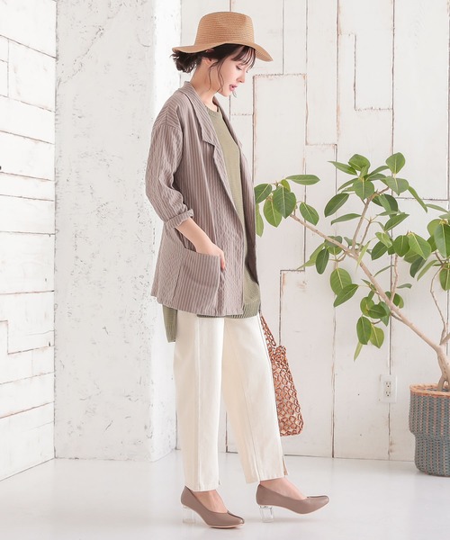 KOBE LETTUCE（コウベレタス）の「コットンリネンタッチテーラードサマージャケット（テーラードジャケット・レディース・ブラック/ベージュ/モカ/ベージュ系その他・FREE）」の13枚目の写真