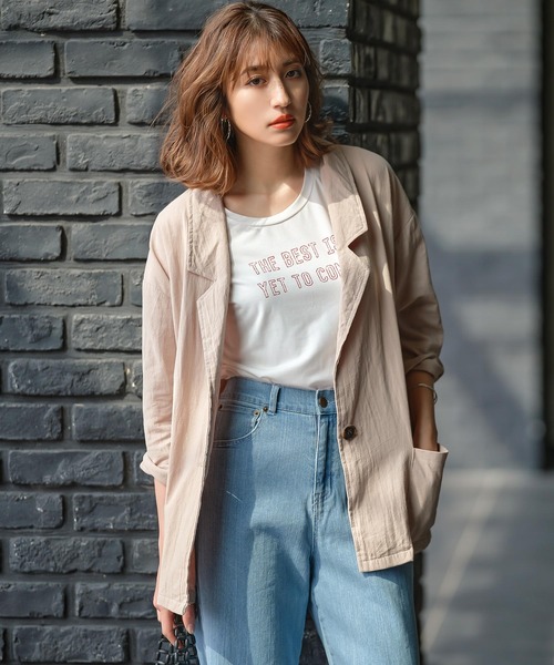 KOBE LETTUCE（コウベレタス）の「コットンリネンタッチテーラードサマージャケット（テーラードジャケット・レディース・ブラック/ベージュ/モカ/ベージュ系その他・FREE）」の17枚目の写真